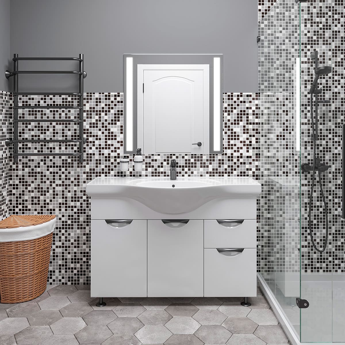 Панель ПВХ ГРЕЙС 955*480 10шт/уп Мозаика Черная. Цена указана за 4,7 м²