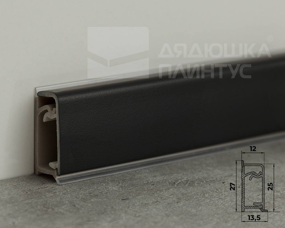 Плинтус для столешниц прямоугольный ПВХ Волшебная палочка 25*12мм 3м 1021 Черный