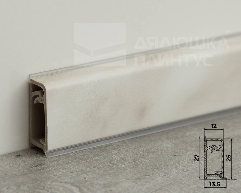 Плинтус для столешниц прямоугольный ПВХ Волшебная палочка 25*12мм 3м 2424 Мрамор серый
