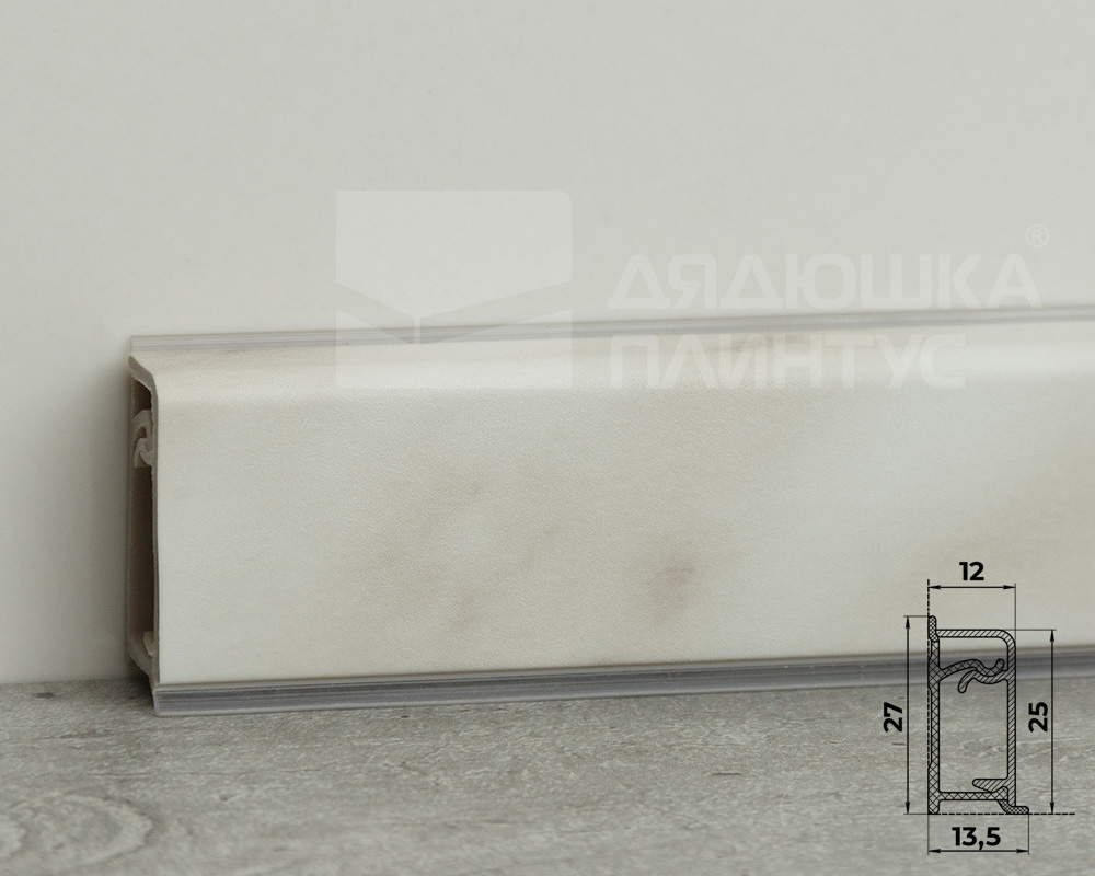 Плинтус для столешниц прямоугольный ПВХ Волшебная палочка 25*12мм 3м 2424 Мрамор серый