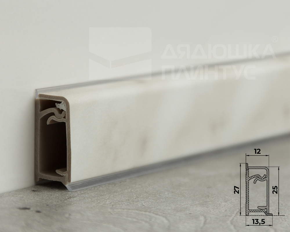 Плинтус для столешниц прямоугольный ПВХ Волшебная палочка 25*12мм 3м 2424 Мрамор серый