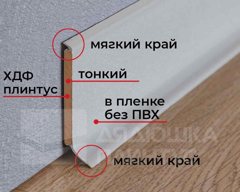 Плинтус ХДФ Dollken S60 60 мм х 2,575м 1202 Светло-серый