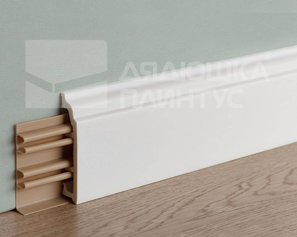Плинтус ПВХ Рико Колор HSP 80 мм Белый под покраску