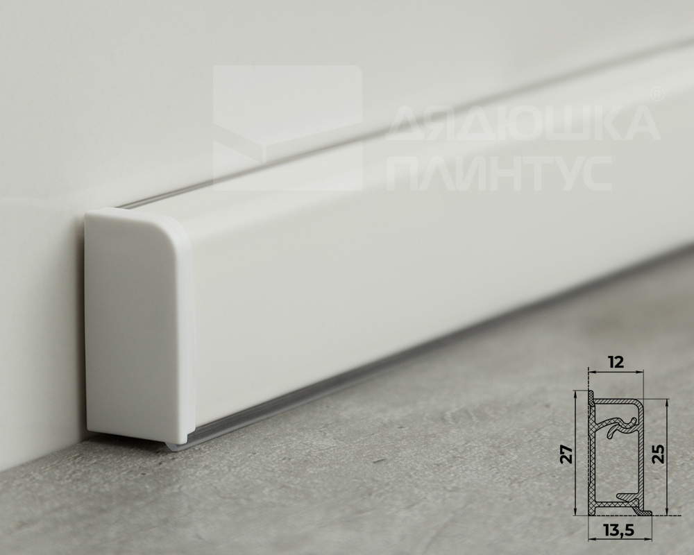 Плинтус для столешниц прямоугольный ПВХ Волшебная палочка 25*12мм 3м 1001М Белый матовый